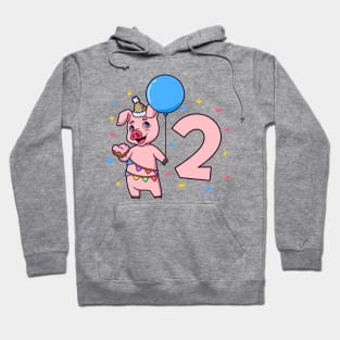 I am 2 with pig - kids birthday 2 years old Hoodie